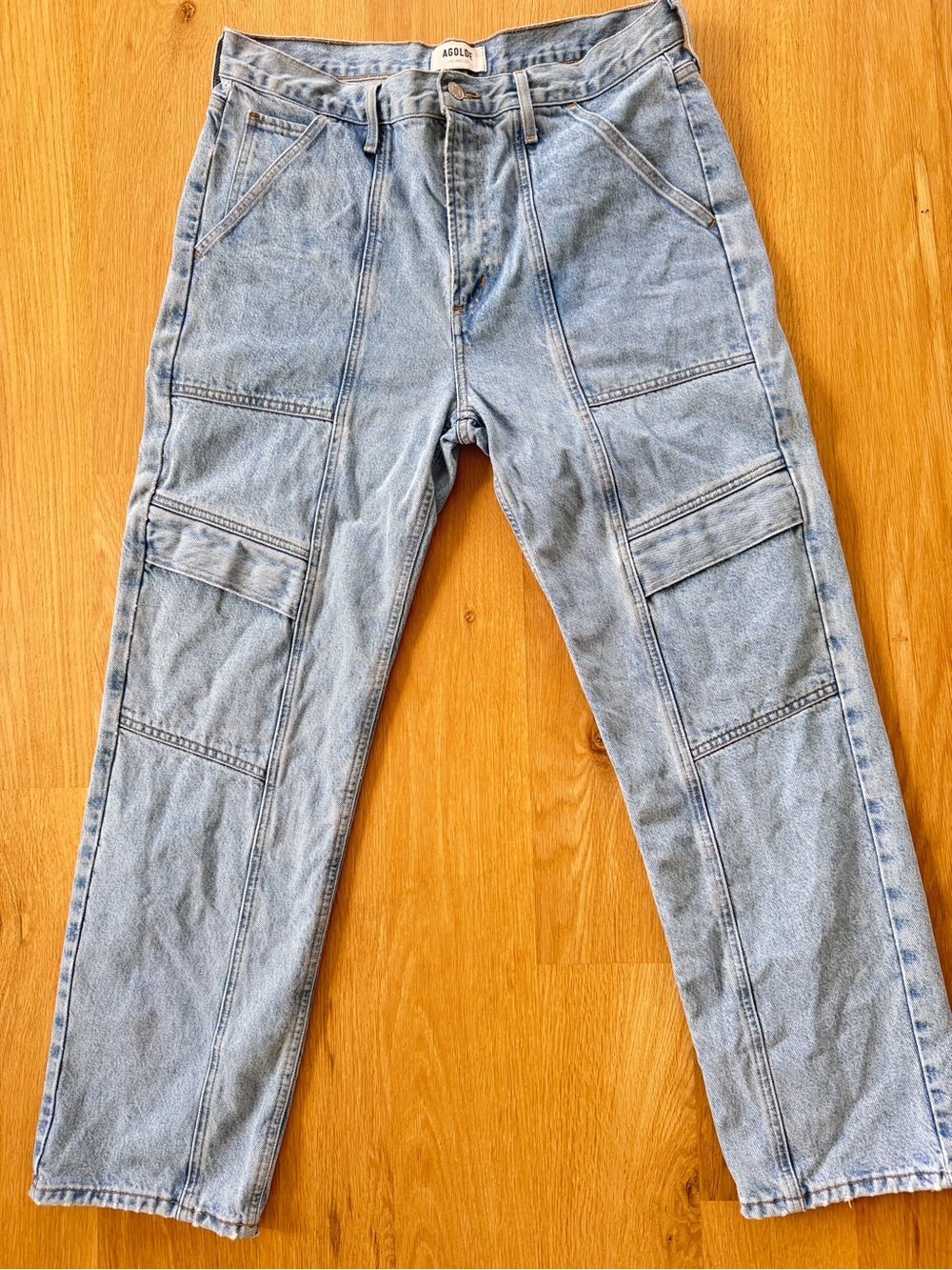 AGOLDE Cooper Utility Jeans Womens 30 High Rise Relaxed Straight Leg Light Wash